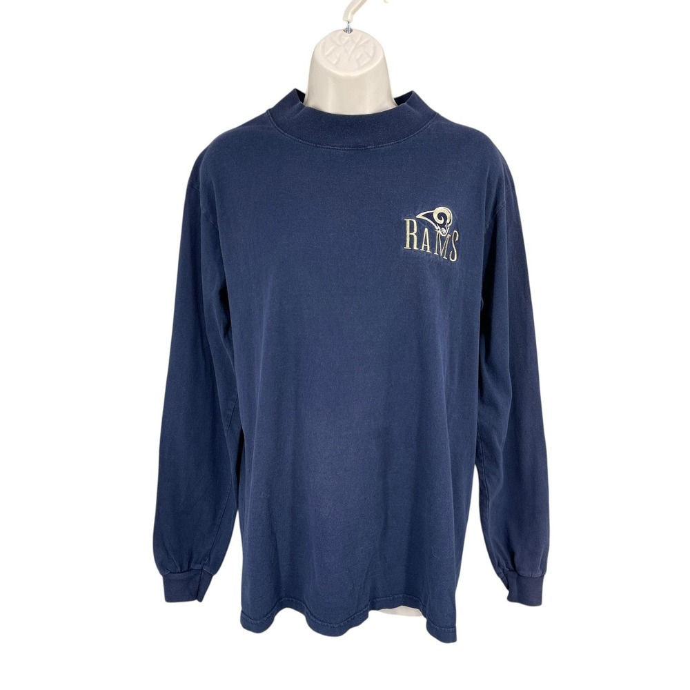 Vintage St Louis Rams Shirt Men Size S Long Sleeve Mock Neck NFL Football 90s